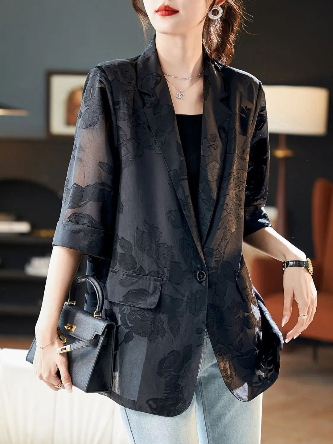 Aubrey™ - Elegant Blomster Blazer