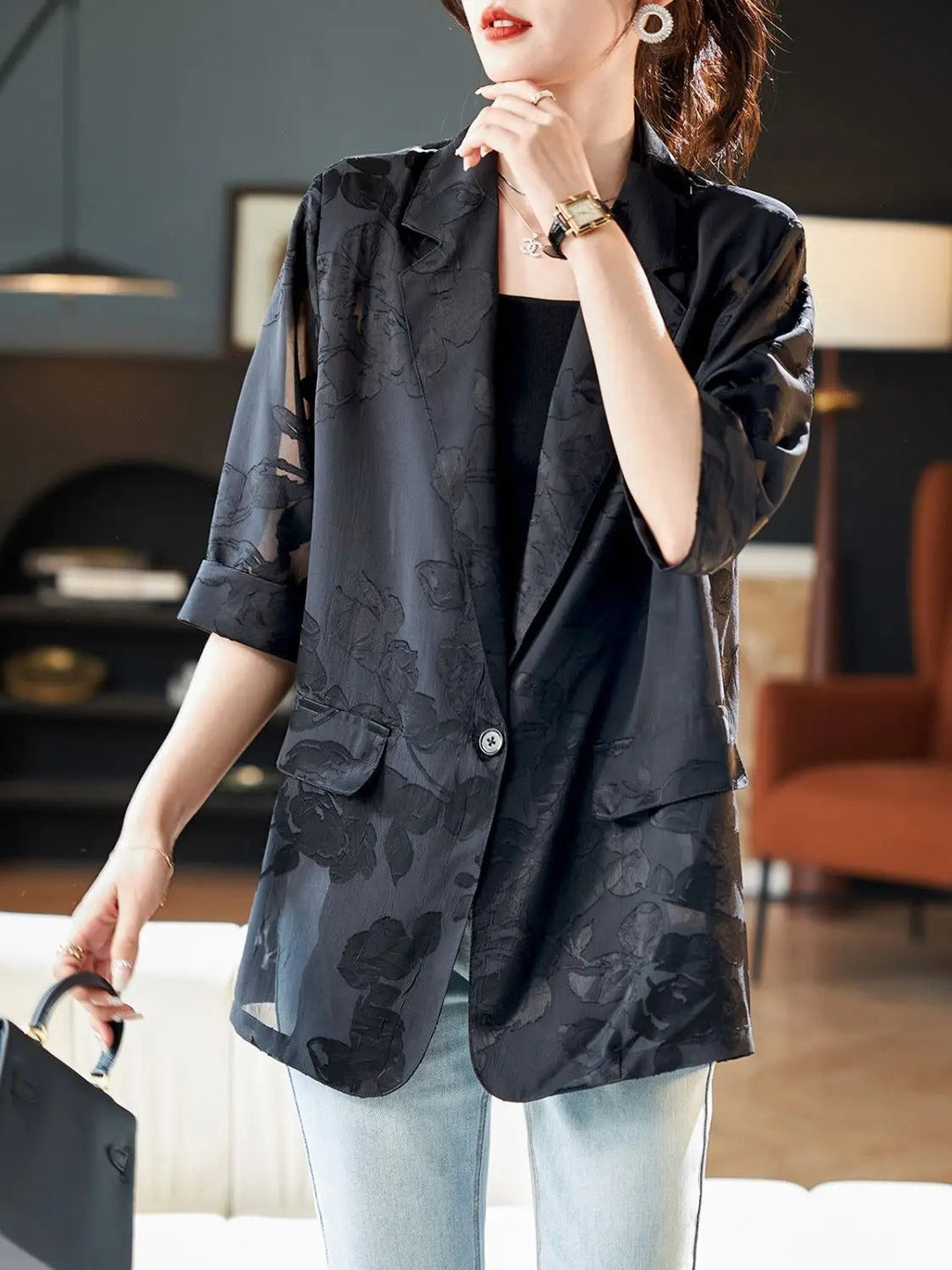 Aubrey™ - Elegant Blomster Blazer